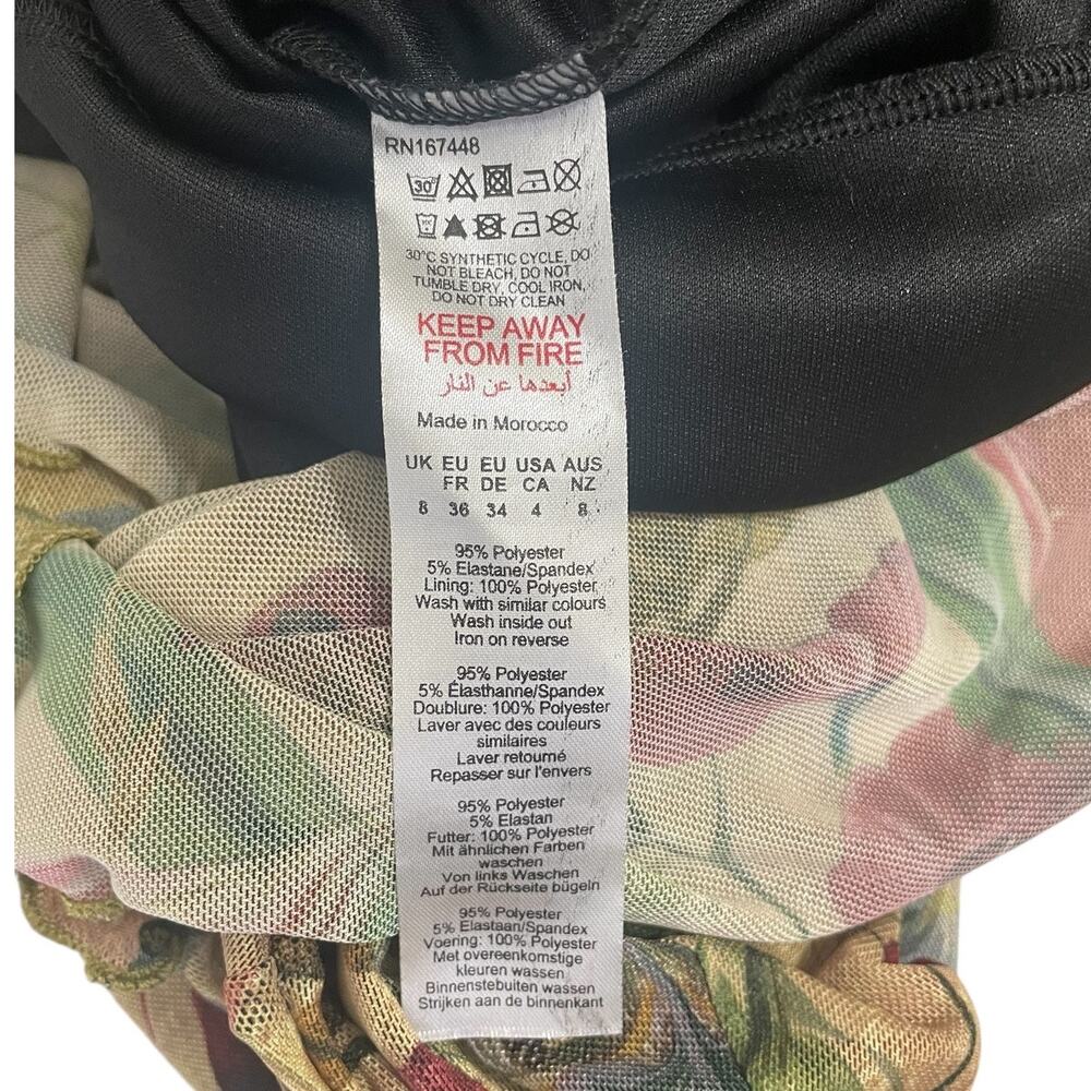 Pretty Little Thing Floral Mesh Mini Shift Dress Neutral Sz 4 Whimsy Fairy Y2K - Picture 12 of 12